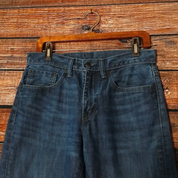 Levis Jeans Mens 31X31 513 Slim Straight Dark Blue Denim Low Stretch - Picture 4 of 7